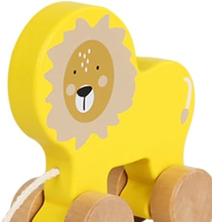 Wooden Pull Along Toy Pull Toy Birthday Gift Cute, Developmental Toy Wood Pulling Toy Wooden Wheel Animal Toy Boys Girls Kids, Lion - Image 3