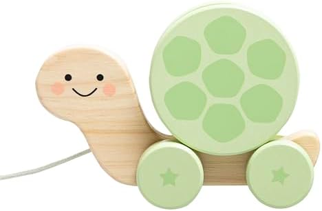 Pearhead Wooden Turtle Push and Pull Toy, Montessori Baby Walker Toy by Pearhead