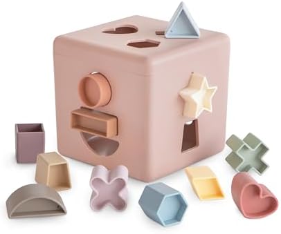 mushie Shape Sorting Box (Petal) | Educational Learning Toy for Toddlers with 12 Shapes | Made in Denmark (10+ Months) by mushie