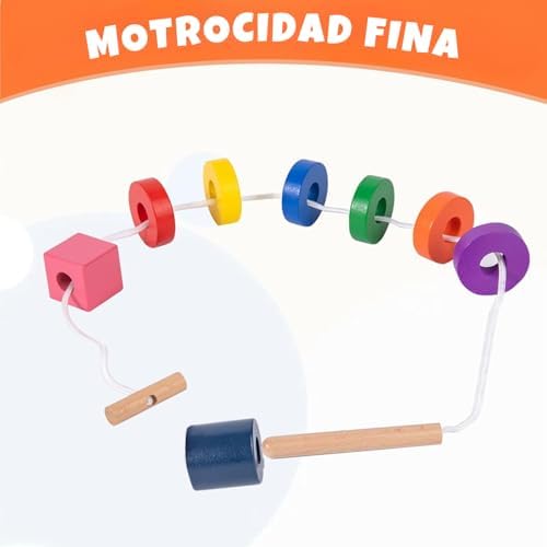 Adena Montessori Wooden Lacing Bead Set with Tray, 1-3y - Image 4