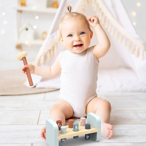 SPEEDY MONKEY Wooden Tap Tap Hammer Bench | Reversible Peg Play Toy Playset - Image 2