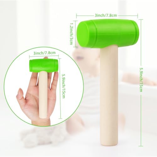 1Pcs Toy Hammer Simulation Wooden Hammers Plastic Toddler Hammer SmallPortable Kids Maintenance Tools Toys Pretend Fake Mallet Hammers for Boys Girls（Green） - Image 3