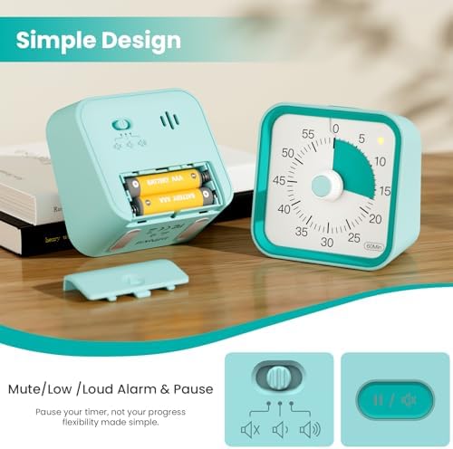 Visual Timer for Kids, Cute Timer with Pause Function, Green - Image 4