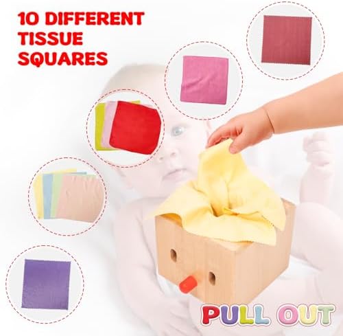 Adena Montessori Baby Full Wood Tissue Box Infant Toys for 6-12 Months Baby - Image 3