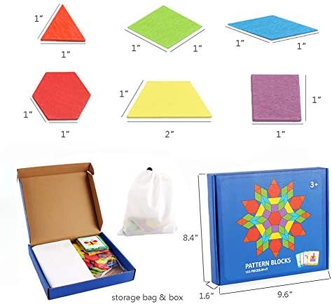 155 Pcs Wooden Pattern Blocks Set Geometric Shape Puzzle - Image 5
