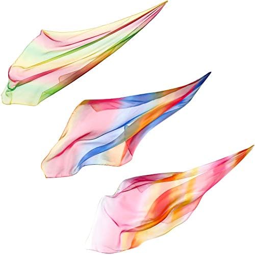 Geyoga 3 Pcs Square Play Scarf 27 Inch Rainbow Sweet Silks Dance Juggling Scarf for Kids Pretend Creative Play, Dress up and Childhood Fun by Geyoga