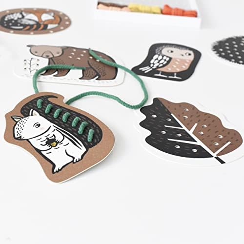 Wee Gallery Woodland Lacing Cards, Sewing Cards for Kids Ages 3-5 - Image 4