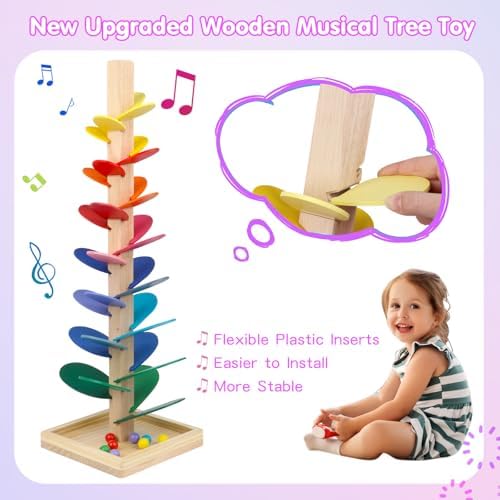 Wooden Marble Run Update Wooden Music Tree for Kids 3+ Years Old,Ball Drop Toy Montessori Toys for 3+ Birthday Gifts for Boys and Girls - Image 3