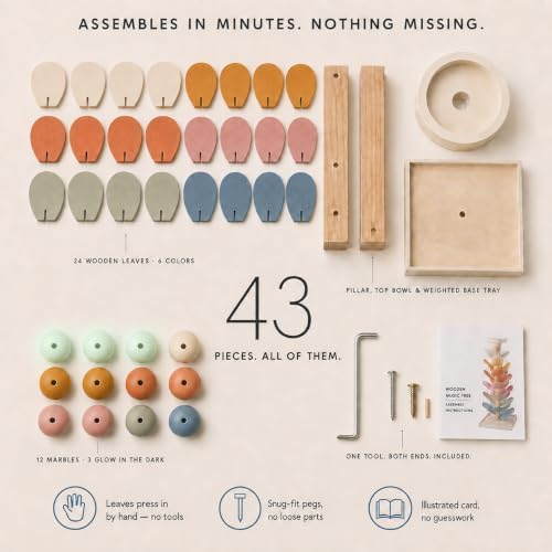 Nolia Wooden Marble Run Music Tree, Montessori Ball Drop Toy for Toddlers and Kids - 3 Glow in the Dark Marbles, 12 Large 1.4 Inch Wooden Balls, 25 Inch Musical Marble Tree, Ages 3+ - Image 6