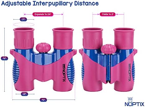 Binoculars for Kids, Girls or Boys Real Kids Binoculars in Vibrant Pink Blue - includes Sticker Book with 40 Bird Species - Kids Toys Small Binoculars, Toddler Binoculars - Image 4