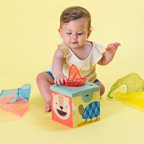 Taf Toys Baby Tissue Box Toy - Montessori Sensory Tissue Box Toy for Toddlers 18+ Months - Includes Play Box, 5 Organza Tissues, Balls & Feeding Cards - Boys&Girls Kids Early Learning Gifts Baby Toys - Image 2