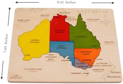 Australia Map Wooden Jigsaw Puzzle for Kids | 6 Puzzle Pieces | Learning & Educational Toy Gift for Boys & Girls Ages 3 Years and Above - Image 2