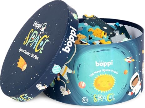 boppi Space Round Jigsaw Puzzle with 100% Recycled Card Solar System Astronauts 150 Pieces for Children 5 6 7 8 Years 58cm Diameter - Image 6