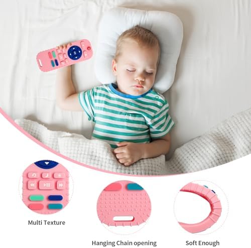 Hooku 2 Pack Silicone Teething Toys for Babies 0-6 Months, Teethers for Babies 6-12 Months, Remote Teether for Baby, Sensory Toys for Babies, Baby Chew Toys - Image 2
