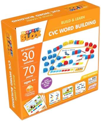 Junior Learning Rainbow Phonics Blox - 30 CVC Word Building Cards & Blocks - Image 6