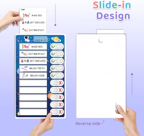 3 in 1 Bedtime/Morning/Weekly Astronaut Routine Chart for Kids, Magnetic Chore Chart for Toddlers, Visual Schedule for Kids Toddlers Schedule Board for Home - Image 5