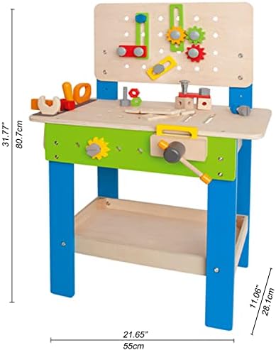Award Winning Hape Master Workbench Kid's Wooden Toolbench Pretend Builder Set, Multicolor (E3000) - Image 4