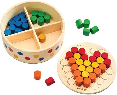 PlanToys® Pattern Peg Board Wooden Lacing Toy for Toddlers 12M+ Montessori by PlanToys