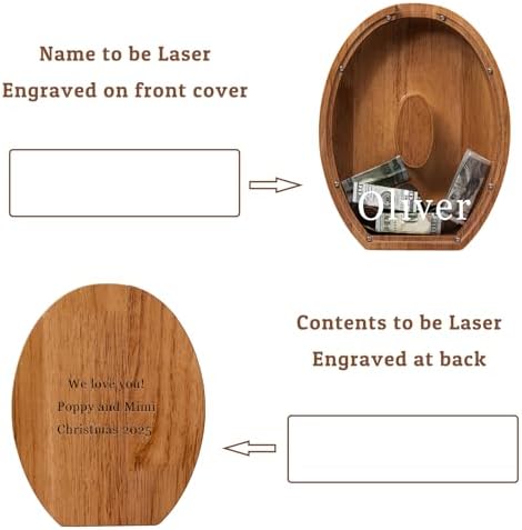 Personalized Large Wooden Kids Letter Piggy Bank - (Laser Engraved) Custom Piggy Bank for Boys Girls - Wooden Banks with Initials - Alphabet Money Box Bank Birthday Letter O Bank - Image 2