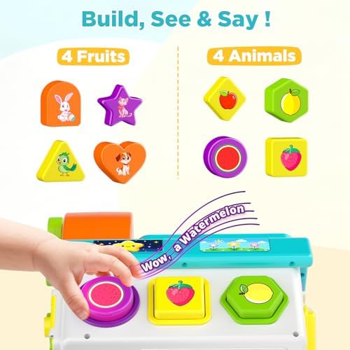 Learning Toys for 1,2 Year Old Girl Boy Gifts, Montessori Shape Sorting Toys for Toddler 1-3 Age, Musical Educational Baby Toy 12-18 Month, Christmas Birthday Gift for 1-2 Year Old Girl Boy - Image 6
