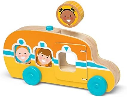 Melissa & Doug GO Tots Wooden Roll & Ride Bus with 3 Disks School Bus Toys for Babies and Toddlers - FSC-Certified Materials by Unknown
