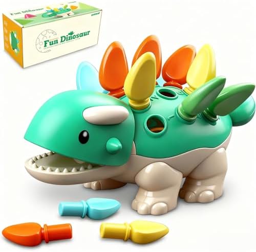Baby Sensory Toys Toddler Montessori Learning Fine Motor Skills Toy for 6 9 12 18 Month One Year Old Boy Birthday Gift Kid Sorting Stacking Color Recognition Dinosaur Age 1 2 3 4 Educational Toys by FeishiDirect