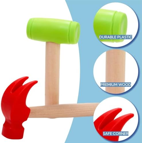 10 Pack Kids Hammer Toy, Wooden Simulation Maintenance Tools - Image 3
