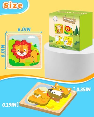 Benresive Wooden Toddler Puzzles, Montessori Toddler Toys for 1 2 Year Old - Image 6