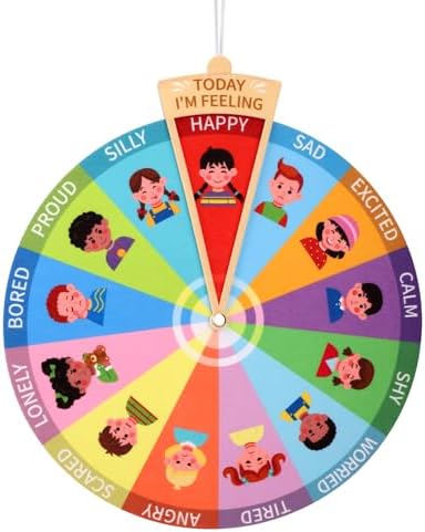 Soft Plush Emotion Wheel for Kids, 13 Feelings Chart Social Emotional Learning Poster Calm Toys for Toddlers Children Portable Mood Coping Calming Corner Items Sensory Tools by Unknown