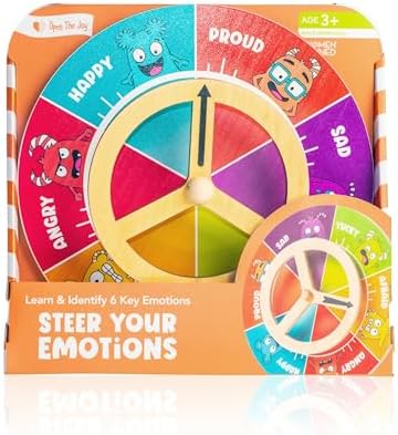 Open The Joy Steer Your Emotions Wheel – Wooden Emotional Regulation Steering Toy for Kids | SEL Tool for Toddlers and Preschool | Teaches Feelings & Self-Regulation | Ages 3+ - Image 3