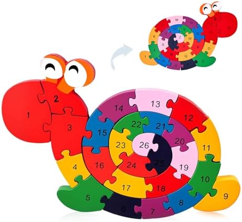LovesTown Wooden Snail Jigsaw Puzzle, Double Sided by Lovestown