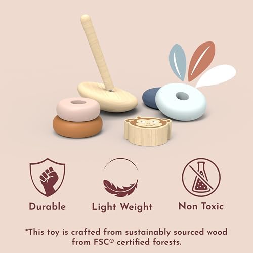 SPEEDY MONKEY Wooden Roly Poly Stacker | Wobble Base Ring Toy Kids Gift - Image 4