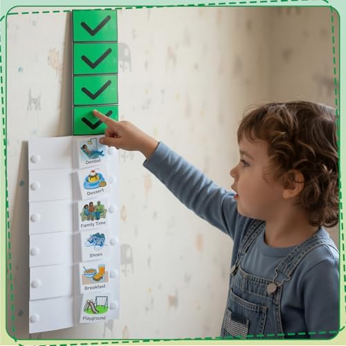 Gueevin 2 Pcs Kids Visual Schedule Routine Chart with 72 Picture Cards, Chore Chart Wall Planner ADHD Tools Bedtime Morning Daily Schedule Board for Kids Autism Downs Syndrome Dementia at Homeschool - Image 4