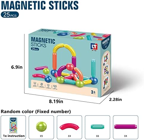 Ferthor Fun Learning Boys Girls Toys Age 4-5,Magnetic Blocks Magnet Toys for Toddlers 1-3,Magnetic Balls and Rods Set Educational Magnet Building Blocks,Kids Toys for 3+ Year Old Gifts(25pcs) - Image 6