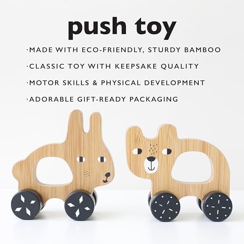 Wee Gallery Bunny Push Toy, Rolling Toy, Classic Motion Toys for Child Motor Skills, Balance, Roll Along Play, and Animal Nursery Decor (Baby, Toddler, Kids) - Image 4
