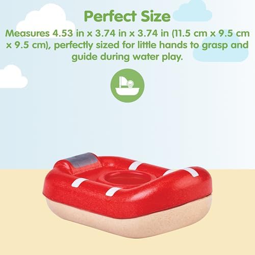 PlanToys® Wooden Whitewater Raft, Waterproof Kids Bath & Water Play Toy - Image 2