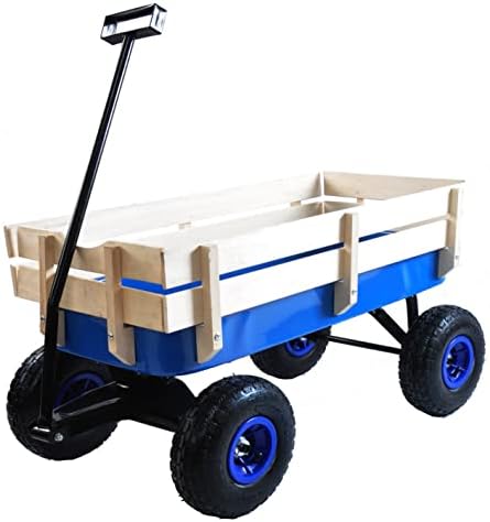 Heavy Duty Kid Wagons for Kids All Terrain Wagon Removable Wooden Wagons, Folding Wagons for Kids Gift, Christmas, Halloween, Back to School (Blue) by BrandLogo