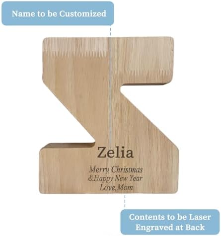 Wooden Letter Piggy Bank for Kids Boys Girls,Personalized Piggy Bank (Laser Engraving),A-Z Letters Coin Bank Money Box Customized Name, for Family Christmas Birthday Gift (Z) - Image 2