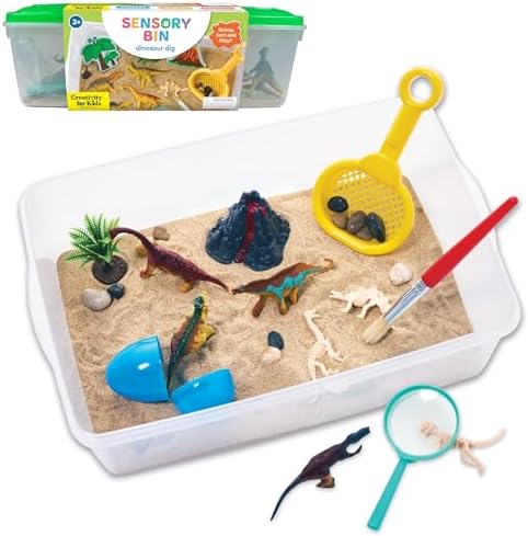 Creativity for Kids Sensory Bin: Dinosaur Dig - Toddler Sensory Toys, Sensory Bin Filler and Toddler Activities for Boys and Girls, Dinosaur Toys for Kids Ages 3-5+ by CreativityforKids
