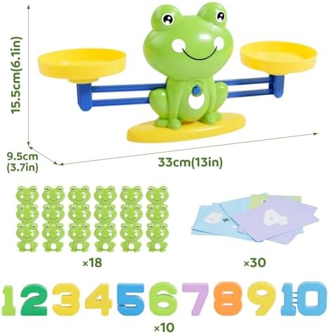 BAKAM Frog Balance Scale Toy, Number Counting Blocks Games, Montessori Math Games for Kids 5-7, Preschool Kindergarten Learning Activities, STEM Educational Toys for 3+ Year Old - Image 4