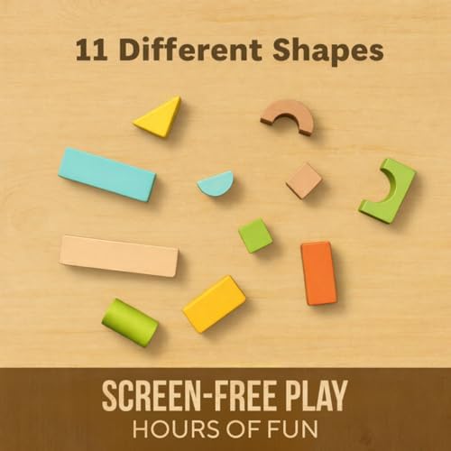 MOD 100-Piece Wood Building Blocks Set — Includes Heavy Duty Shape-Sorter Lid & Storage Bucket Pastel Color Wooden Blocks, Educational Screen-Free Toy for Toddlers Ages 1 2 3 - Image 3