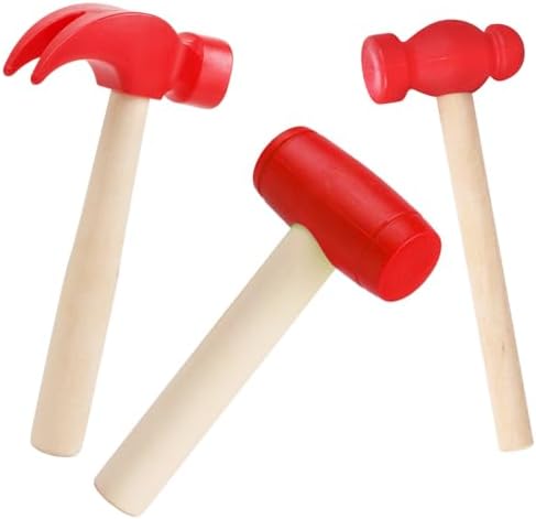 3pcs Wooden Mallet Toy Hammer Simulation Wooden Hammers Small Plastic Toddler Fake Hammer Portable Maintenance Kids Tools Toys Pretend for Boys Girls by Waenerec