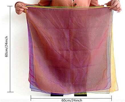 yueton 12pcs Colorful Hemmed Square Rhythm Band Scarves Juggling Dance Scarves - Image 5