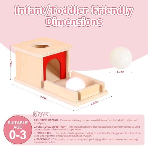 Montessori Wooden Object Permanence Box Toys for Babies, Ball Drop Toy with Tray for 18+ Months Kids, Fine Motor Toys for 2 3 Years Old, Sensory Toy Early Age Learning Materials - Image 5
