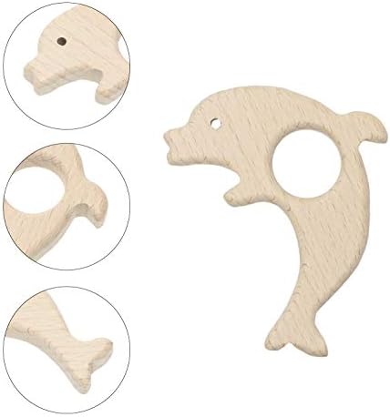 Penta Angel 10Pcs Wood Teething Rings Pain Relief Natural Wood Teething Toys Wooden Teether Animals for Infant Toddler, Turtles Swallows Dolphins Starfish Pigeons Birds Woodpeckers Fish Turtle - Image 3
