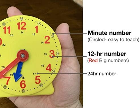 Learning Clock for Kids, Student Learning Clocks Teaching Time 12/24 Hours Geared Clock 4+Years Seller - Image 2