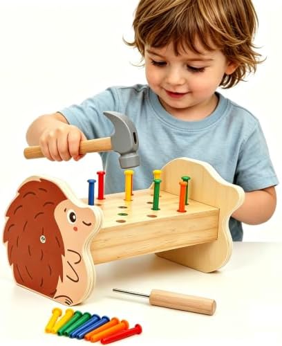 STEM Montessori Wooden Pounding Hammer Toy for Toddler Early Development by Unknown
