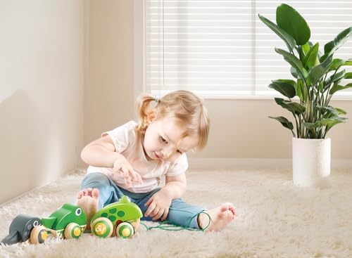 Hape Pull Along Frog Family with Anti-Rollover Wheels, Toddler Push and Pull Toys - Image 3