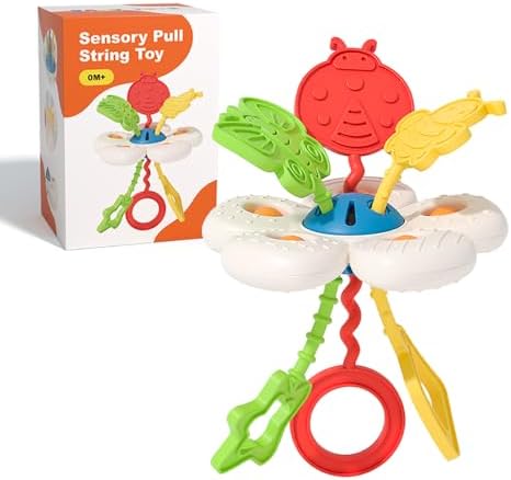 Montessori Pull String Toy for Baby 0-2 Years,Fine Motor Skills Development by Vamotto