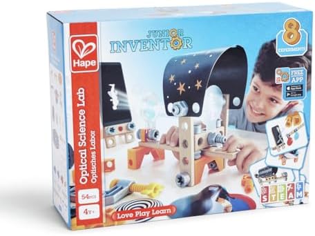 Hape Junior Inventor Optical Science Lab | 53 Piece STEAM Wooden Playset, Experiments & Reactions Science Kit for Kids 4+ Years (E3034A) - Image 5